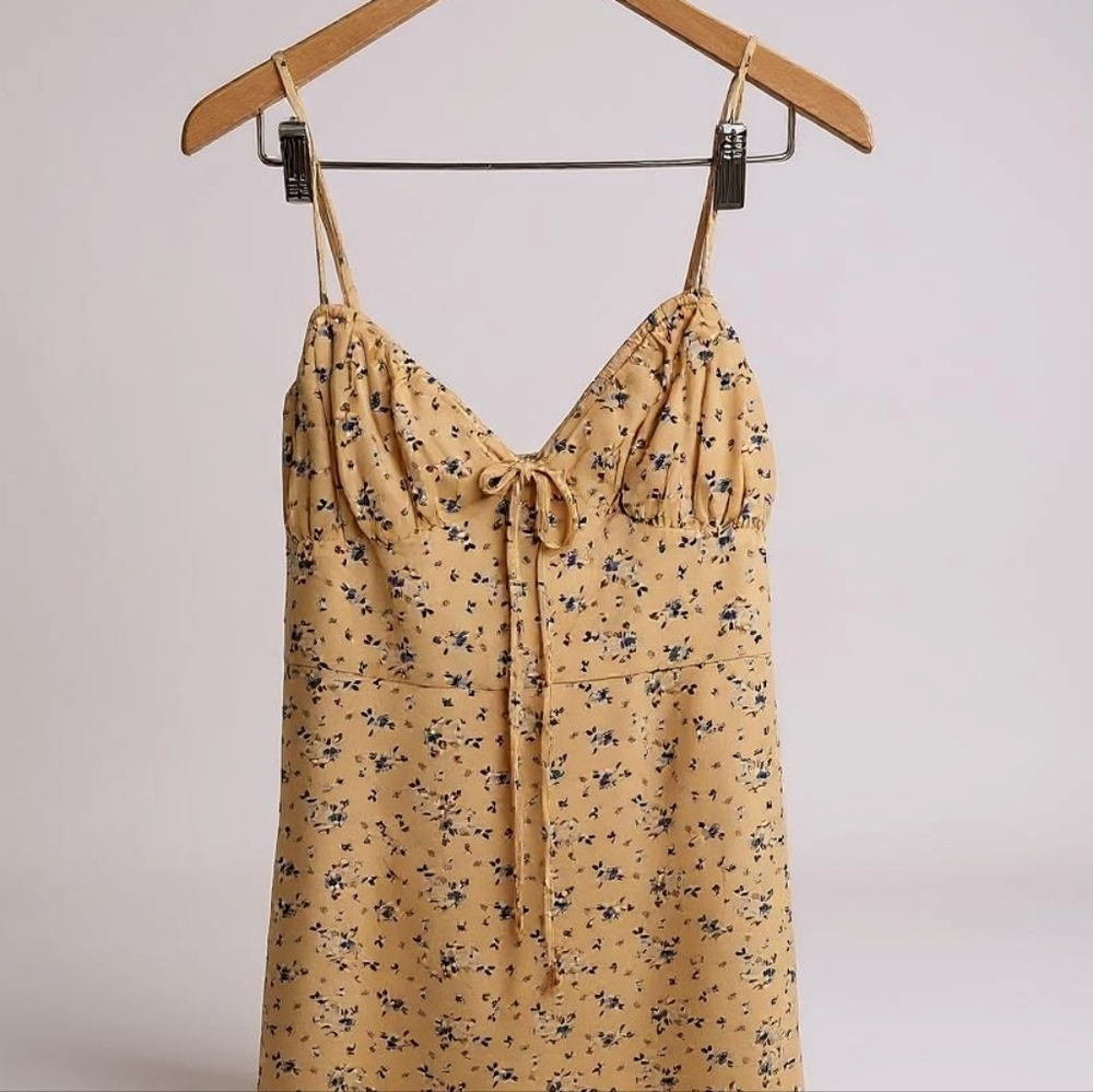 Yellow and Blue Tie Front Dress